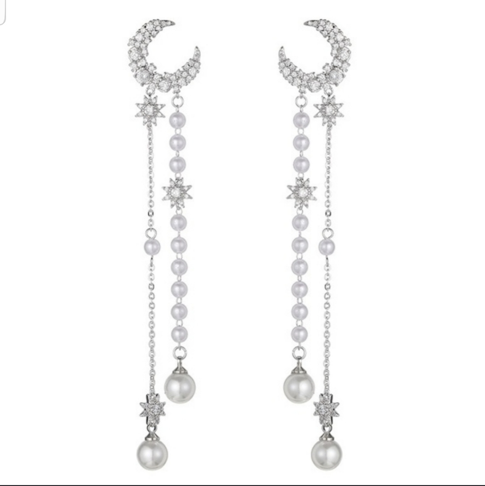 Moon stud dangle earrings